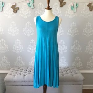 LOFT Gorgeous Ocean Blue Sleeveless Swing Dress!